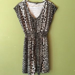 Short and sexy, animal print dress.